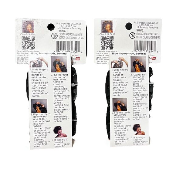 Zumma Mini Hair Sectioning Combs Lot of 2  with Elastic Beaded Connectors - Picture 2 of 3